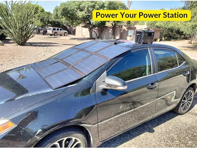 LensunSolar 200W 12V Portable Solar Panel Blanket with Standard Connectors for Solar Generator