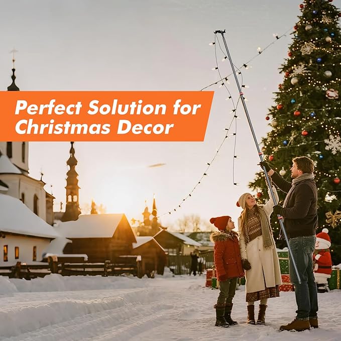 Carbon Fiber Christmas Light Hanging Pole 3.5-12FT, Telescopicing Light Hanging Pole with Utility