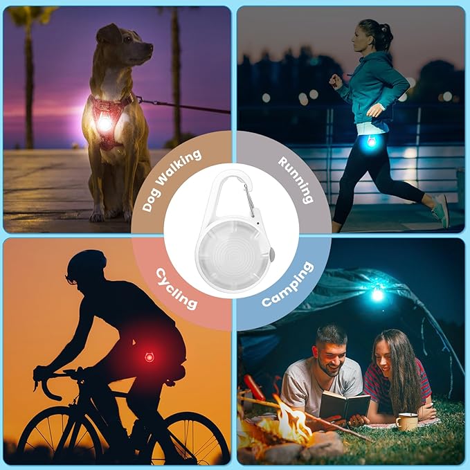 2Pack Dog Lights for Night Walking Dog Collar Light Clip on Glow in The Dark with 4Modes & RGB