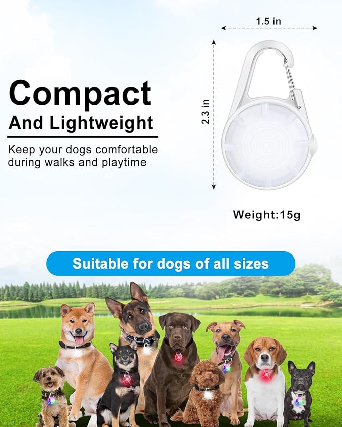 2 Pack Dog Collar Light, Rechargeable Dog Lights for Night Walking Clip On, 4 Modes Waterproof LED