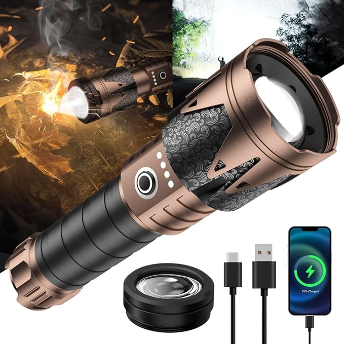 SKYFIRE LED Flashlights High Lumens with Ignition Lens,3000lm Super Bright Tactical
