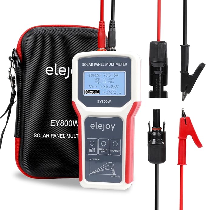 800W Solar Panel Tester, Digital PV Multimeter with Smart MPPT Tracer, 12-60V Voc, 0-35A Isc