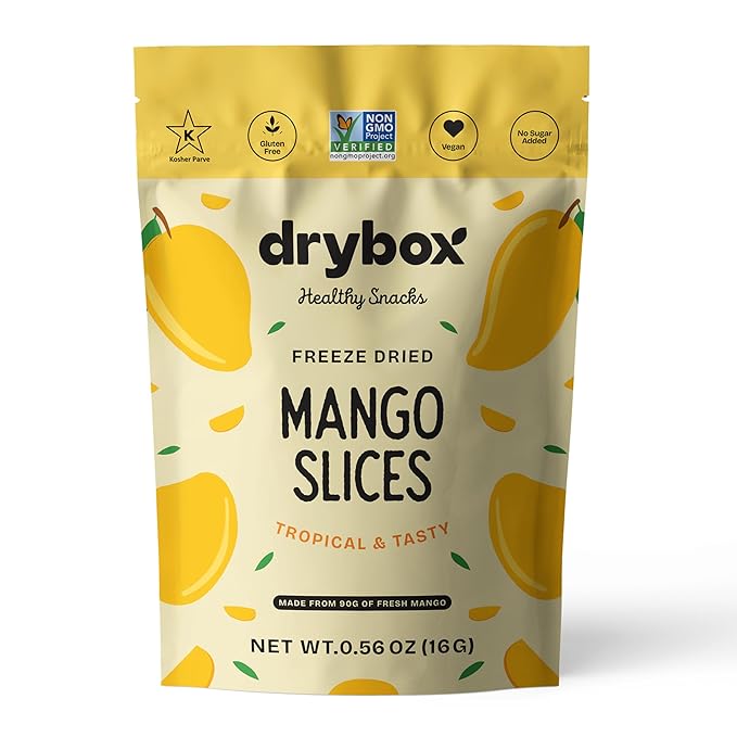 Drybox Freeze Dried Mangos Sliced | 100% Natural Fruit | Freeze Dried Mango Source | No Sugar &