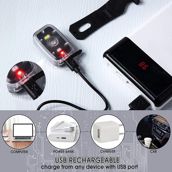 Mudder Running Lights for Runners Rechargeable LED Safety Lamps USB Rechargeable Clip on Strobe