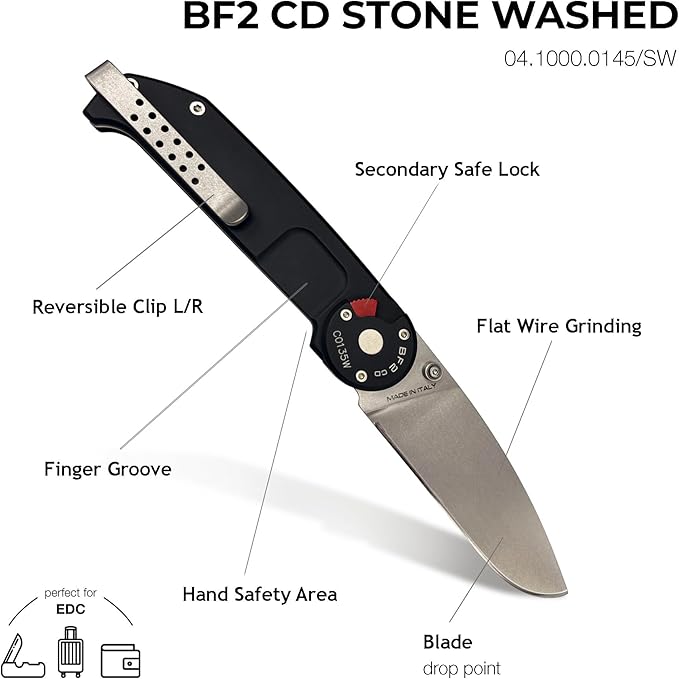 Extrema Ratio - BF2 CD (STONE WASHED), Folding Knife, Böhler N690 steel blade hardened to 58 HRC