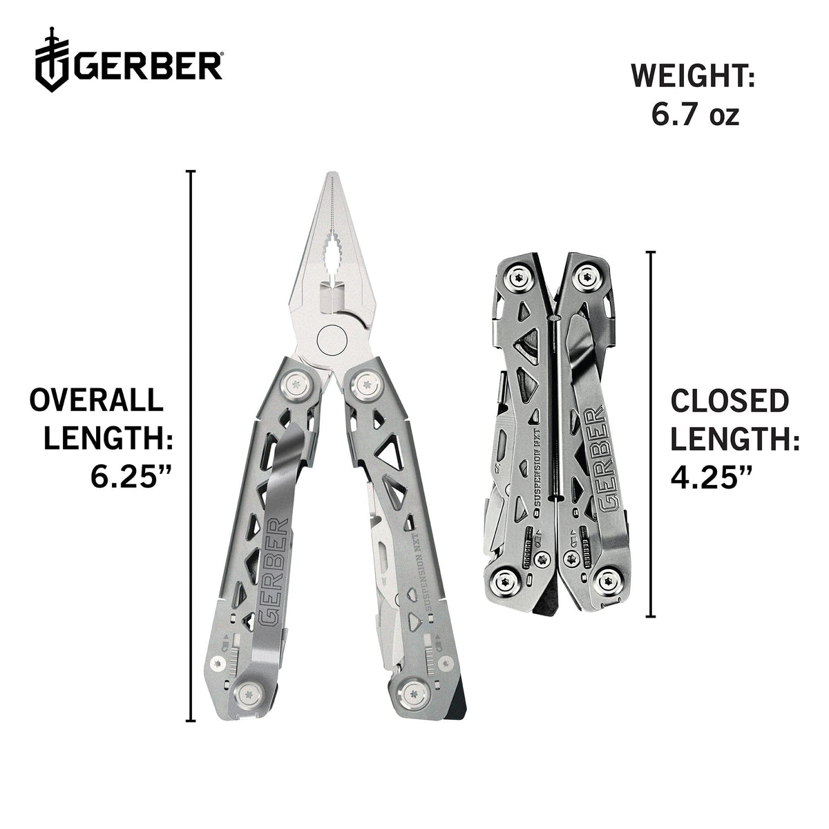 Gerber Suspension NXT 15-in-1 Multitool Pliers, EDC Knife, Stainless Steel