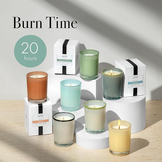 LAFCO New York Votive Candle, Fresh Cut Gardenia - 1.9 oz - 20-Hour Burn Time - Reusable Glass