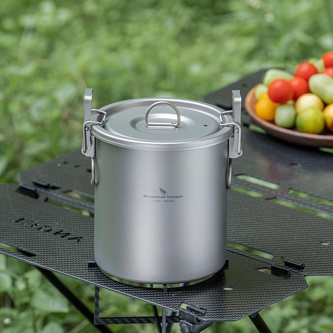 Boundless Voyage Titanium Rice Cooker Camping Cooking Pot Ultralight Camping Cookware Set for