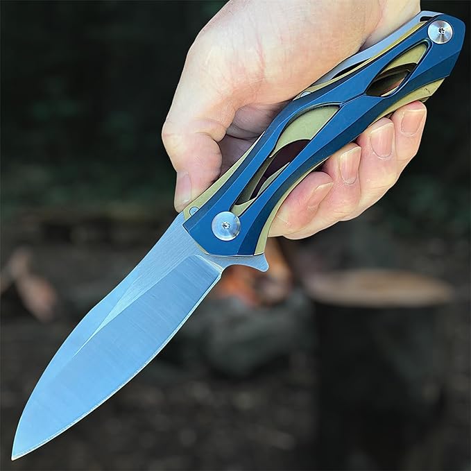 TACTICAL GEARZ Premium Stainless Steel Folding Knife, Stainless Steel Handle, D2 Steel Blade (Ronus