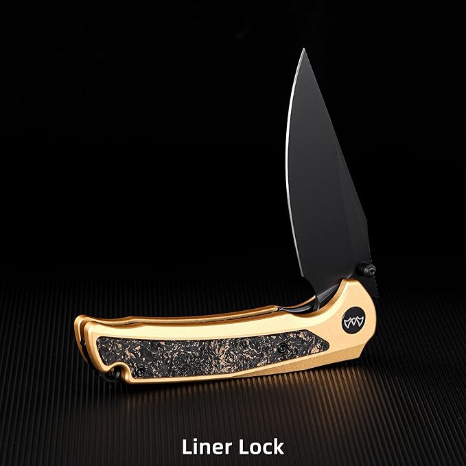EDC Pocket Knife, 3.6" 14C28N Clip Point Folding Knife, Aluminium With Steel Inlay Handle and Liner