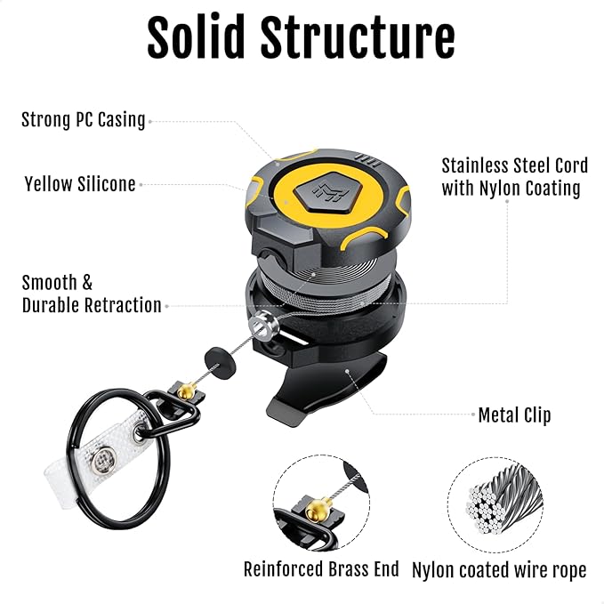 MNGARISTA Upgraded Heavy Duty Retractable Keychain with Belt Clip, 10 OZ Retraction, 31.5"