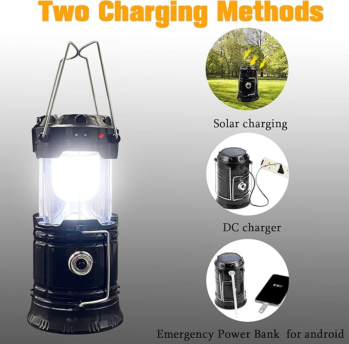 Collapsible Portable LED Camping Lantern XTAUTO Lightweight Waterproof Solar USB Rechargeable LED