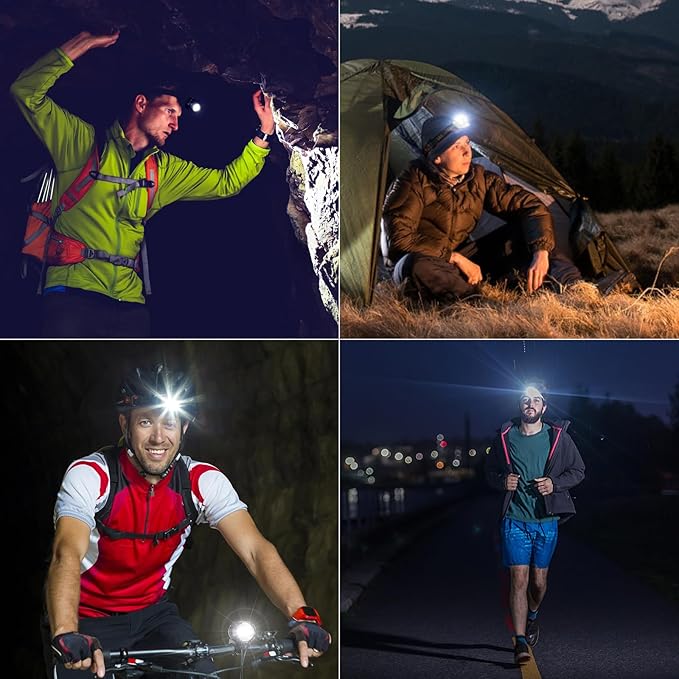 azamine Rechargeable Headlamp Super Bright 99000 Lumens, 2Pack LED Head Lamp with 3 Modes, 90°