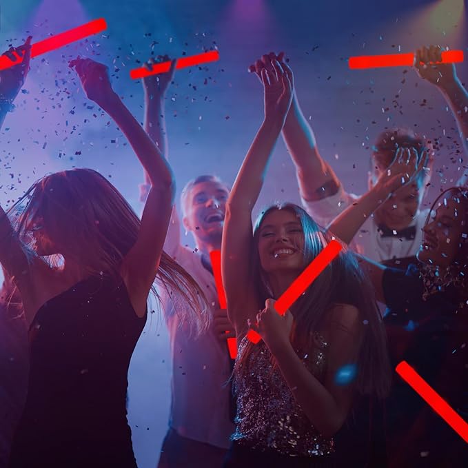 48Pack LED Glow Foam Sticks Bulk,Light Up Glow Sticks with 3 Flashing Modes,Red Glow Wands Party