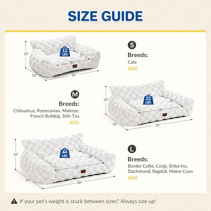 Cat Bed Dog Couch for Puppy and Kitten, Fluffy Dog Bed Medium Dogs Couch, Supportive Cat beds for