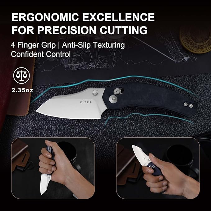 Kizer Mini Bulldog Pocket Knife, 2.5??Nitro V Sheepsfoot Blade Folding Knife, Richlite Handle