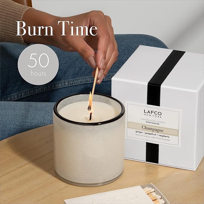 LAFCO New York Classic Candle, Champagne - Pack of 2, 6.5 oz - 50-Hour Burn Time - Reusable, Hand