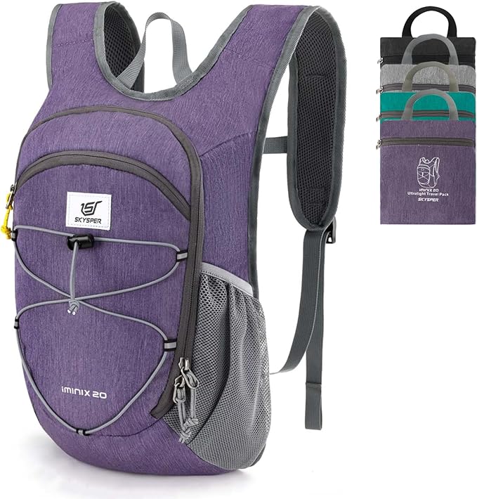 SKYSPER 15L/20L Foldable Hiking Backpack Lightweight Packable Travel Daypack with Chest Strap Small