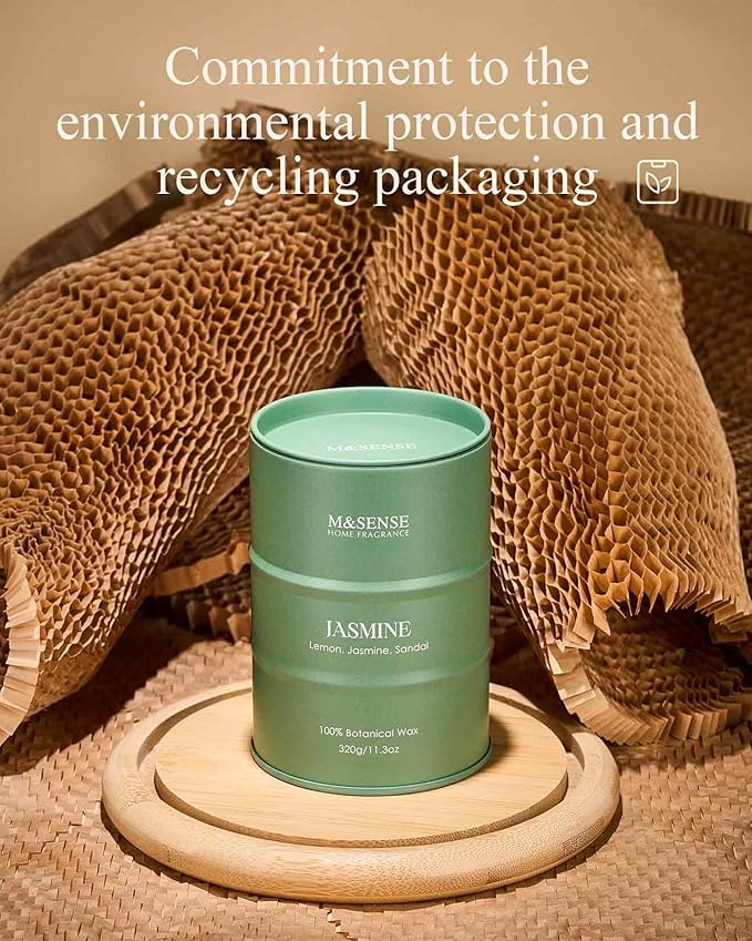 M&SENSE Jasmine Scented Candles Natural Non Toxic, Aromatherapy Candle for Stress Relief Meditation