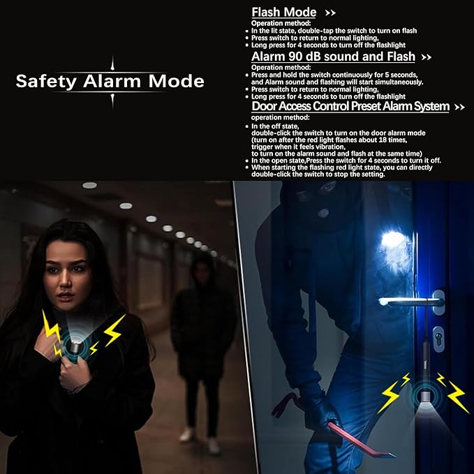 Tactical Flashlight 500 Lumens, LED Flashlight Rechargeable with Lighter & Alarm, 150m Beam