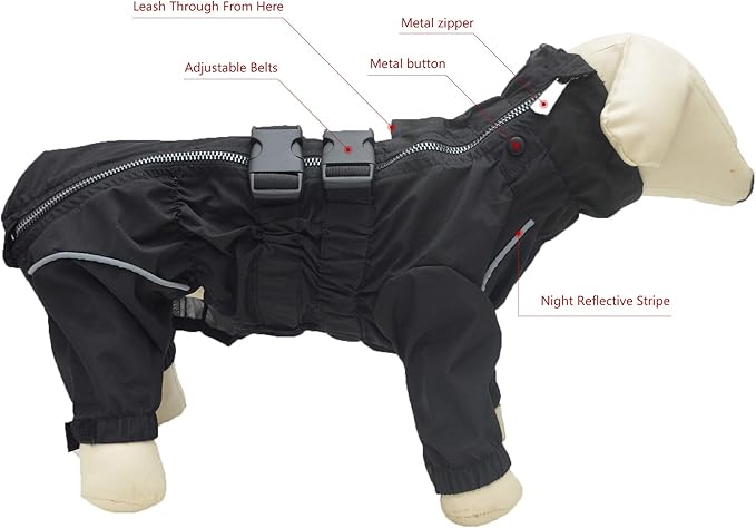 Dogs Waterproof Jacket, Lightweight Waterproof Jacket Reflective Safety Dog Raincoat Windproof