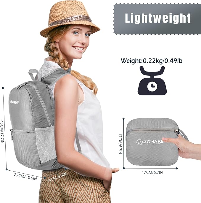 ZOMAKE Ultra Lightweight Hiking Backpack 20L, Packable Small Backpacks Water Resistant Daypack for