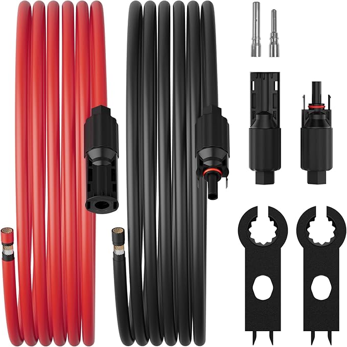 BougeRV 6 Feet 8AWG Solar Extension Cable with Female and Male Connector with Extra Pair of