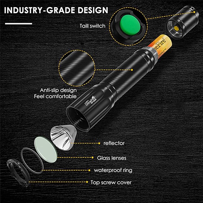 ULTRAFIRE Hunting Green Flashlight - 382 Yards Green Light Predator Light 520nm-540nm Green