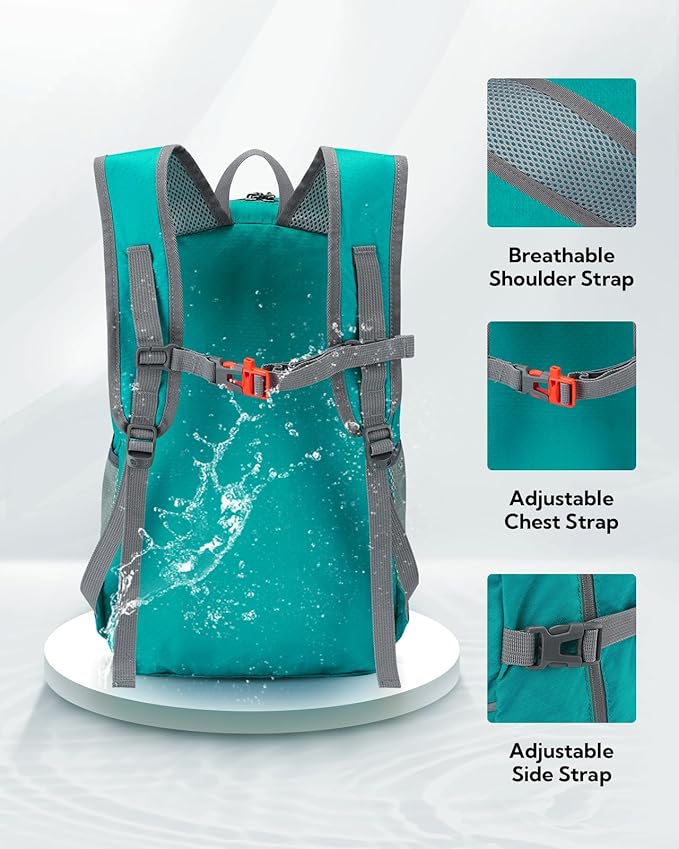 WATERFLY Hiking Foldable Daypack Backpack: 25L Ultra Lightweight Waterproof Day Pack for Woman Man