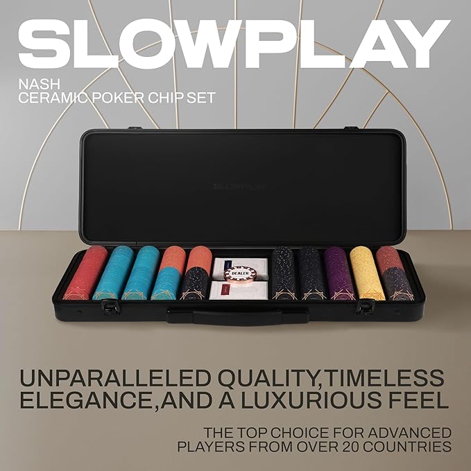SLOWPLAY Nash Ceramic Poker Chips Set for Texas Hold'em, 500 PCS [Blank Chips], 39mm & 10g Each |