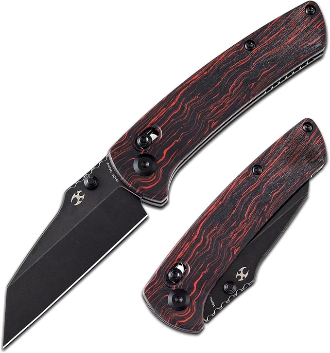 KANSEPT Main Street Pocket Folding Knife, 3.36''Black 154CM Sharp Blade,Black and Red G-Mascus