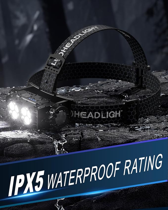 Headlamp Rechargeable 2PCS,4500L Super Bright Light Bright LED Rechargeable Headlight with White