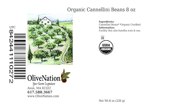 OliveNation Organic White Cannellini Beans, Dry White Kidney Beans, Non-GMO, Gluten Free, Vegan - 8