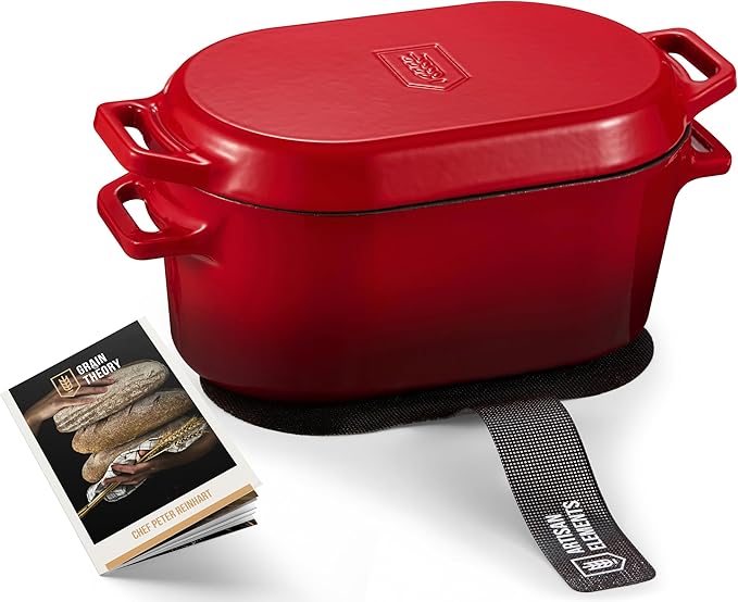 Kook Dutch Oven, for Bread Baking, Sourdough Loaf Pan, Dual Handles, Enameled Cast Iron, with
