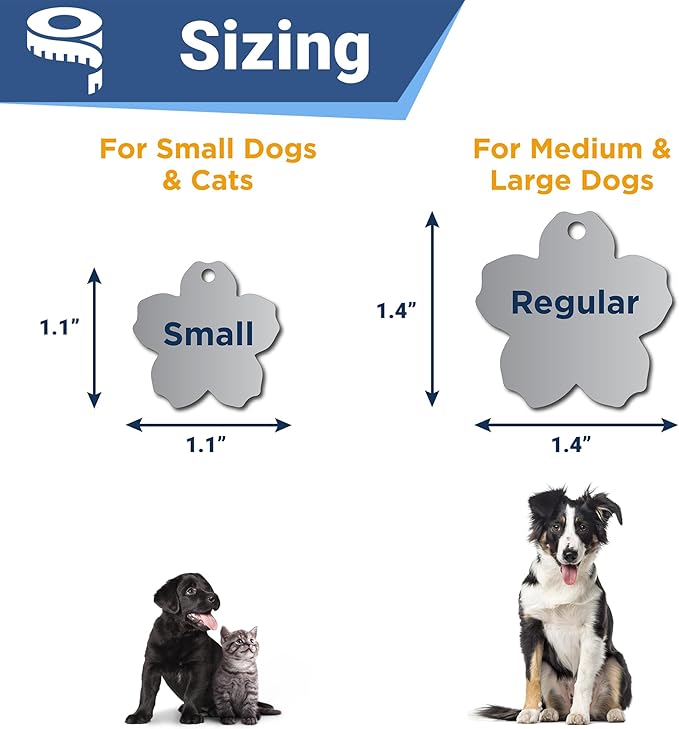 GoTags Stainless Steel Pet ID Tags, Personalized Dog Tags and Cat Tags, up to 8 Lines of Custom