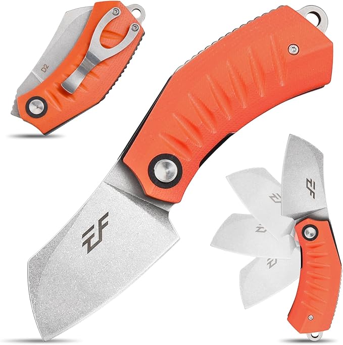 Eafengrow EF85 Folding Knife with Clip Stone Wash D2 Steel Blade G10 Handle Pocket Knife Ball