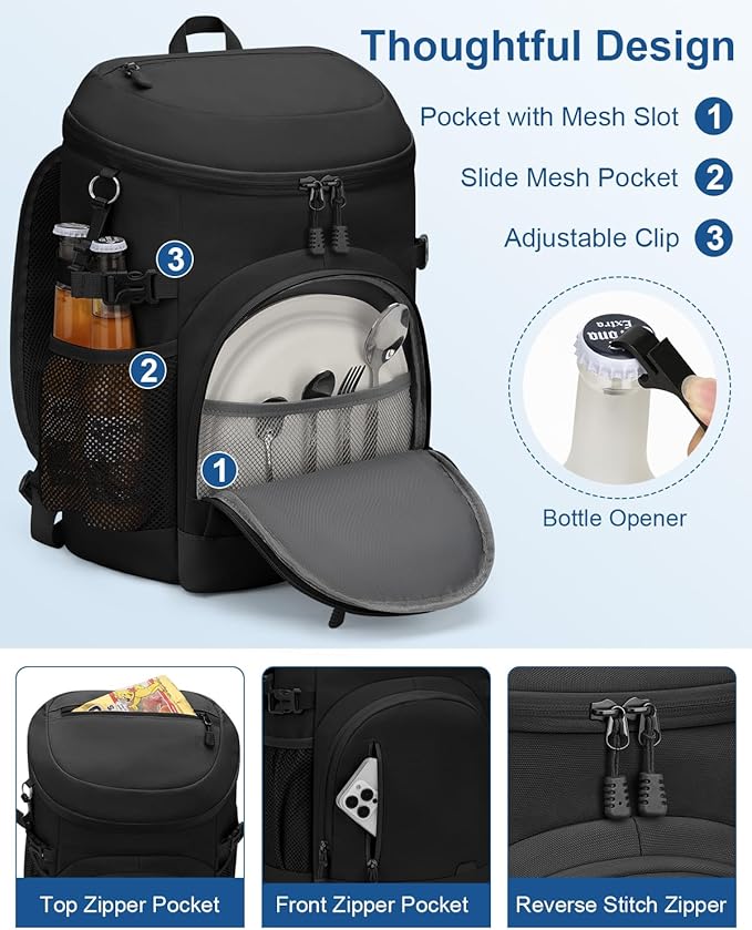 Cooler Backpack Insulated Waterproof,30 Cans Backpack Coolers Leakproof Lunch Backpack for Men
