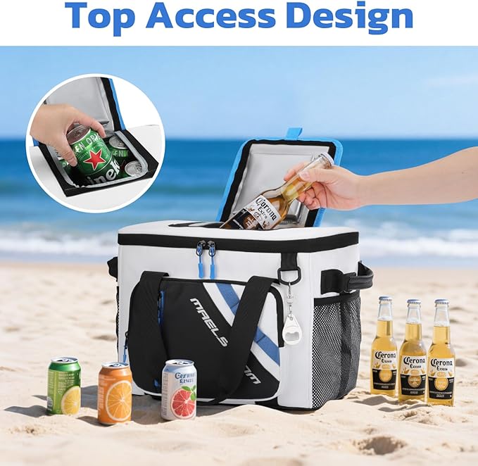 Maelstrom Cooler Bag, 30 Cans Beach Cooler, Large Leakproof Insulated Soft Cooler with Bottle