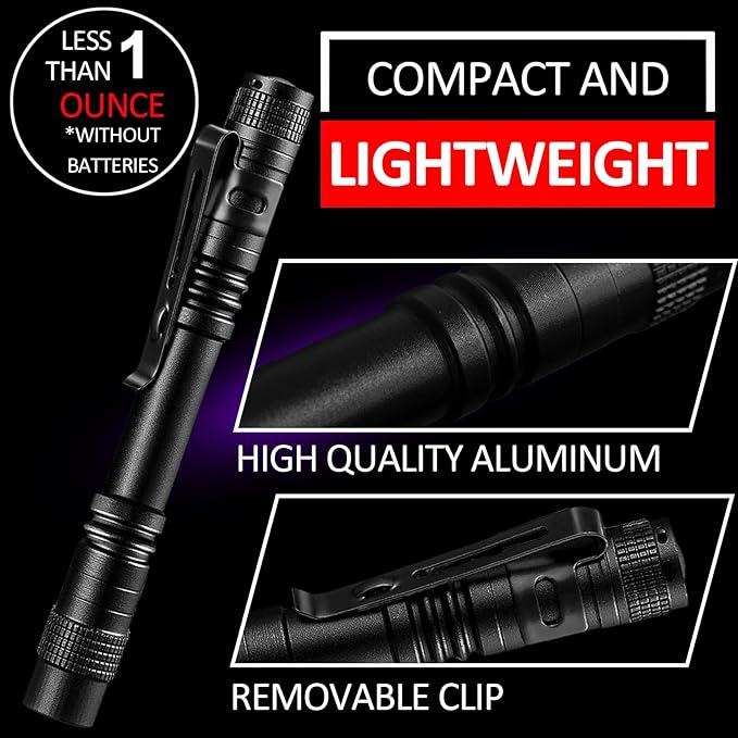 Beieverluck 10 Pack UV Black Light Flashlight Mini 395nm Pen Light with Clip LED Handheld
