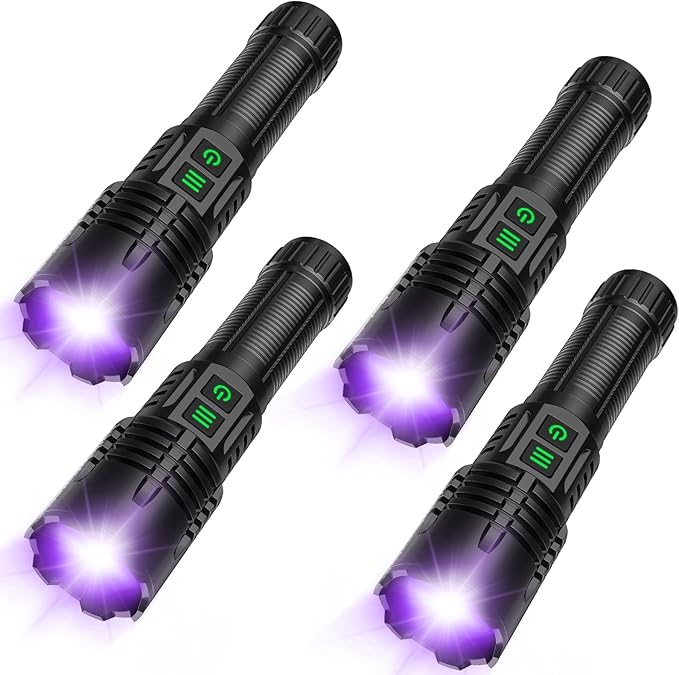AdamStar UV&High Lumens Flashlight Rechargeable, 2-in-1 Powerful Blacklight LED Flashlight Tactical