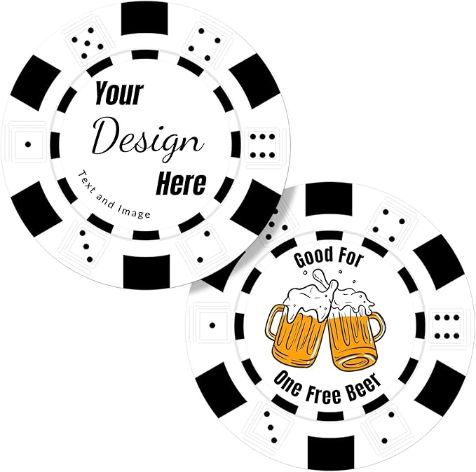 50 Custom Poker Chips,Personalized with Your Logo Image or Text,11.5g Clay Casino Chips for Events