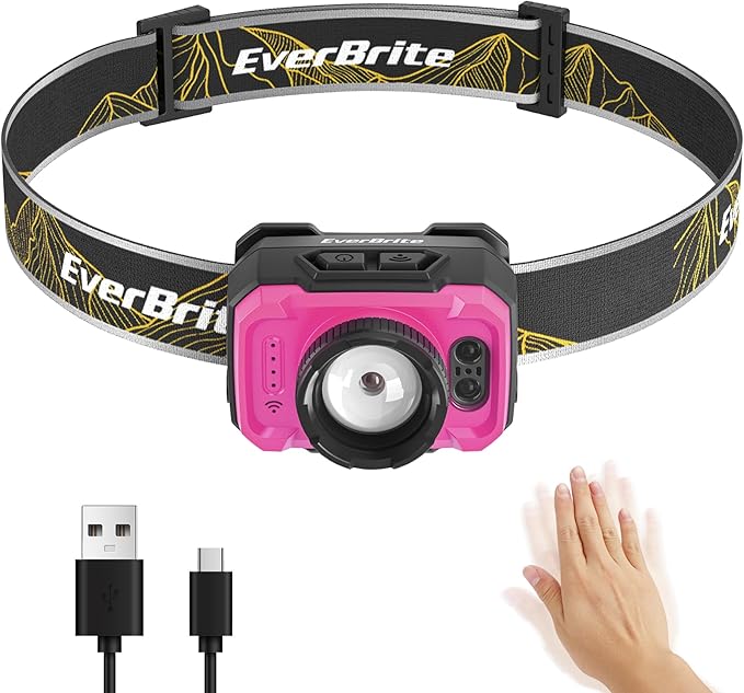 EverBrite 600 Lumen Headlamp, Rechargeable Headlight with 4 Modes, Super Bright Head Lamp with