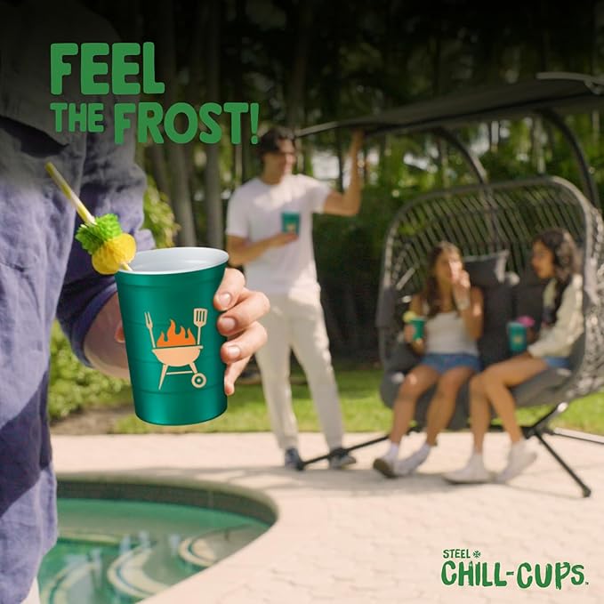 16 oz. Party Cup Summer BBQ Grill Picnic Design for Cold Drinks, Sturdy, Durable, Disposable