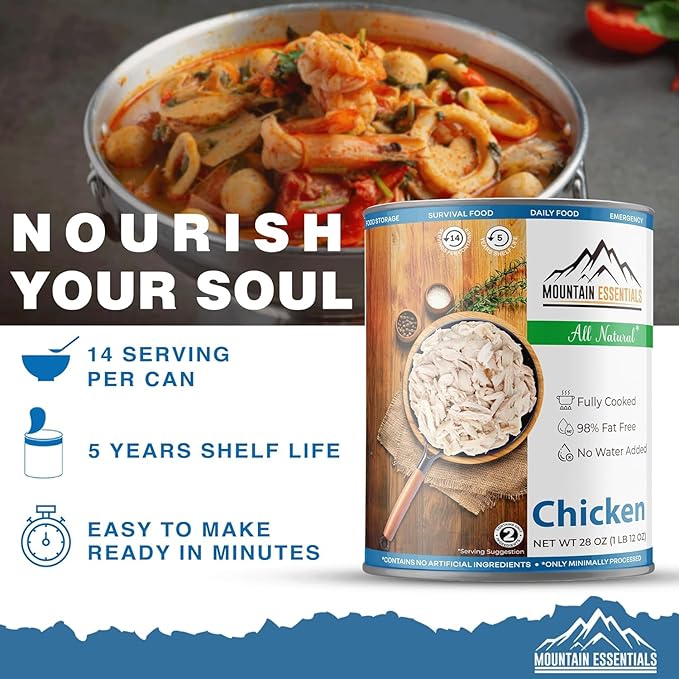 MOUNTAIN ESSENTIALS Fully Cooked Ready to Eat Canned Meat Variety Pack 28 Oz – 3 Beef, 3 Ground