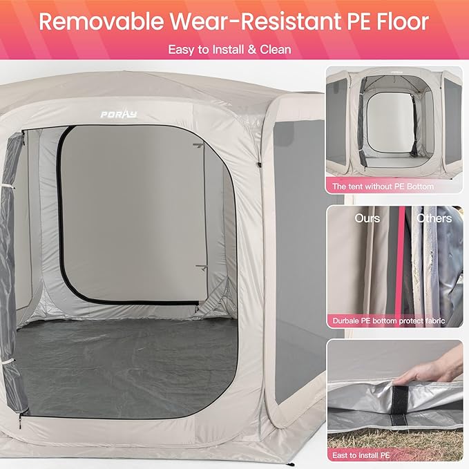 Porayhut Pop up Screen House Tent Sun Shelter with Breathable Mesh Doors,Portable Camping Tent with