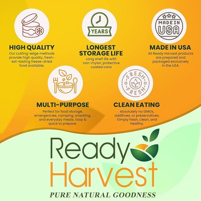 Ready Harvest Dehydrated Rolled Oats Whole Foods for Emergency Food Storage, Camping Supplies, and