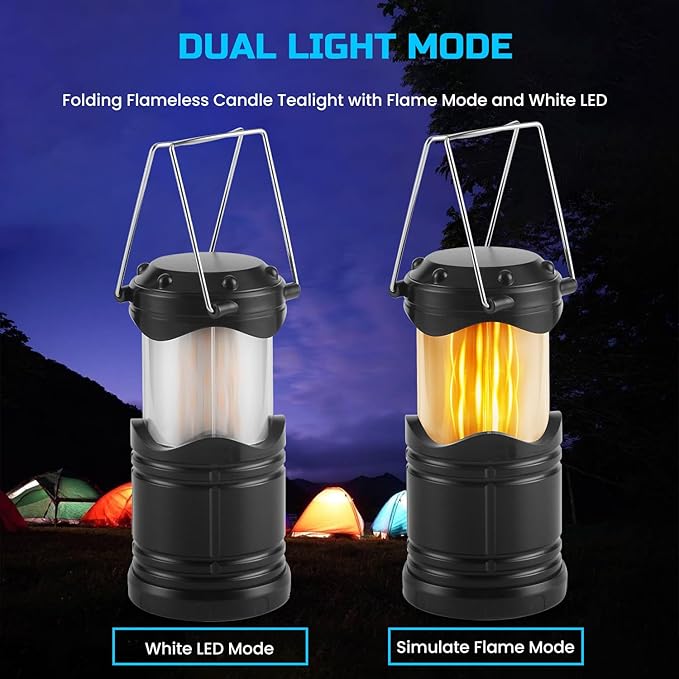 Lichamp 4 Pack LED Camping Lanterns, Collapsible Flameless Candles Tea Lights, Portable Battery