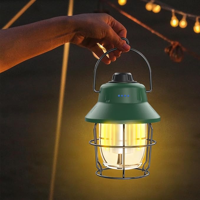 Rechargeable LED Camping Lantern, Mini Retro Portable Waterproof Lantern, 1000LM, 3 Light Modes