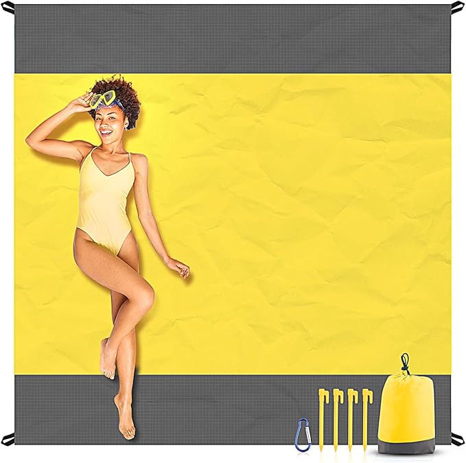 EASYFUN Beach Blanket Sandproof Oversized, 79''×83'' Extra Large Beach Mat, Portable Picnic Mat for