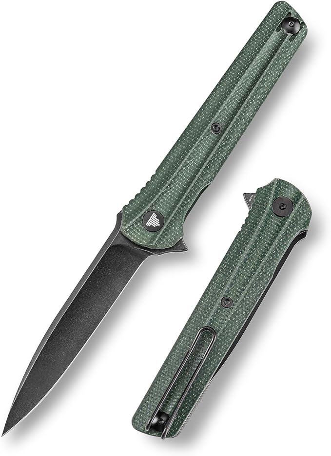 EDC Pocket Knife for Men,Folding Knives with Reversible Clip,Liner Lock 3.4'' Black 14C28N Steel